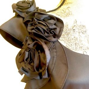 Jessica Simpson black satin. One shoulder evening dress.